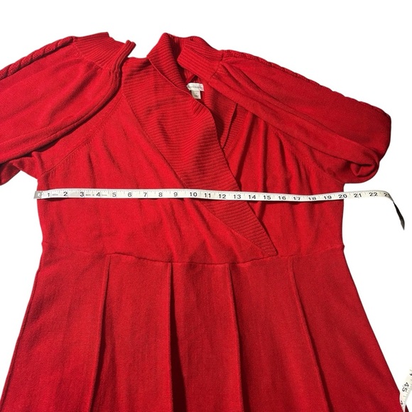 Dress Barn Sweater Dress 1X Red Pullover Long Sleeve Midi Holiday Party Festive - Picture 15 of 16